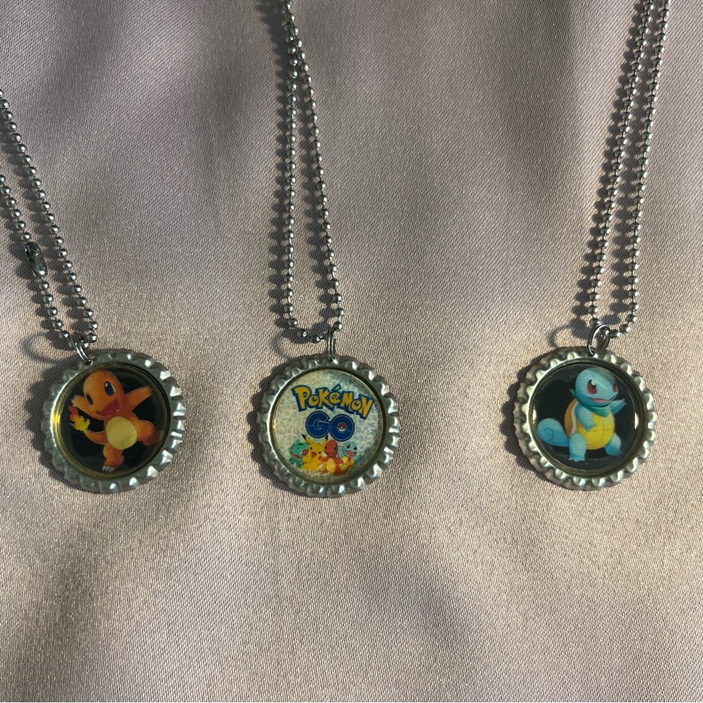 vintage pokémon bottle cap necklaces (3pc) ⚡️